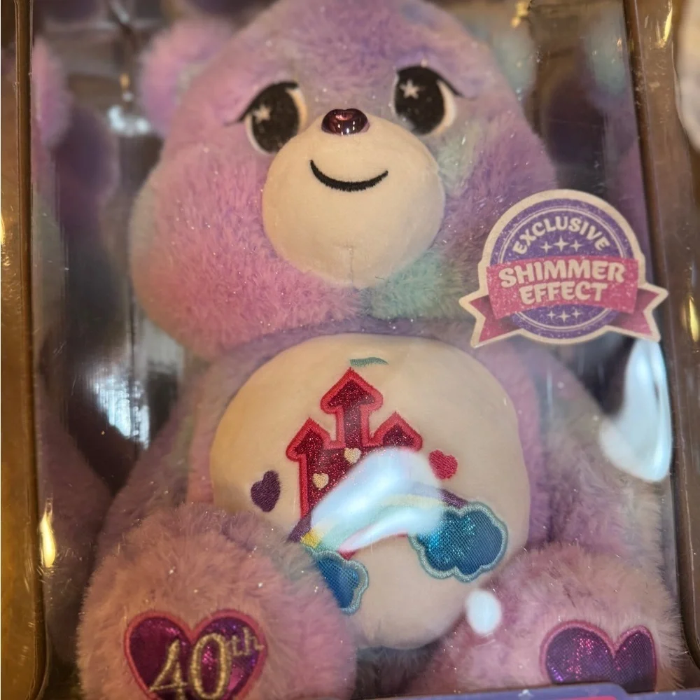 Care Bears Purple Shimmer Care-A-Lot Bear Plush 40th Special Collectors Edition